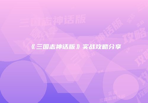 《三国志神话版》实战攻略分享