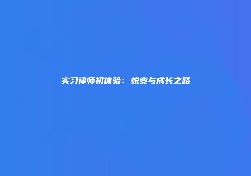 实习律师初体验：蜕变与成长之路