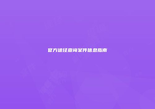 官方途径查询案件信息指南