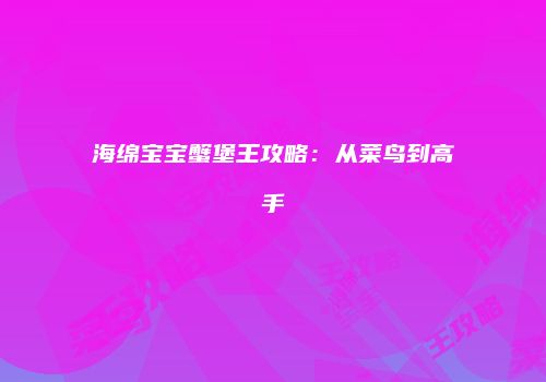 海绵宝宝蟹堡王攻略：从菜鸟到高手