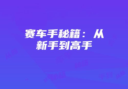 赛车手秘籍：从新手到高手