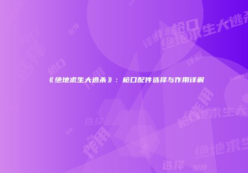《绝地求生大逃杀》：枪口配件选择与作用详解