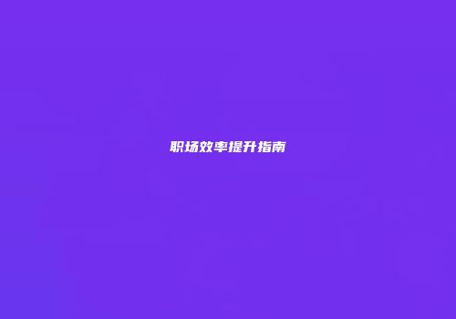 职场效率提升指南