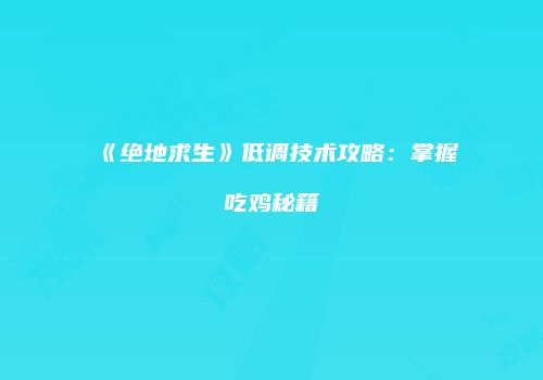 《绝地求生》低调技术攻略：掌握吃鸡秘籍