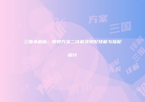 三国杀解析：禁将方案二详解及周妃技能与搭配探讨