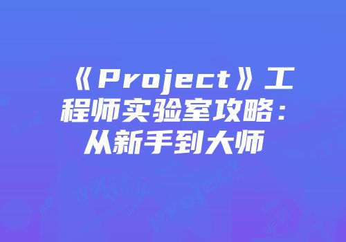 《Project》工程师实验室攻略：从新手到大师
