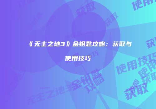 《无主之地3》金钥匙攻略：获取与使用技巧
