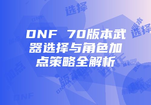 DNF 70版本武器选择与角色加点策略全解析