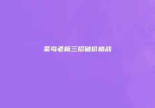 菜鸟老板三招破价格战