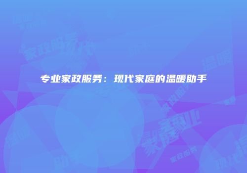 专业家政服务：现代家庭的温暖助手