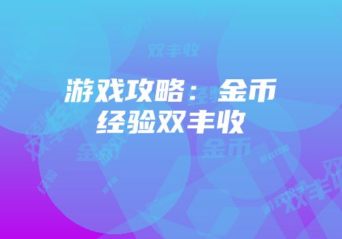 游戏攻略：金币经验双丰收