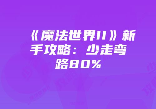 《魔法世界II》新手攻略：少走弯路80%