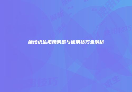 绝地求生视角调整与使用技巧全解析