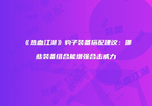 《热血江湖》豹子装备搭配建议：哪些装备组合能增强合击威力