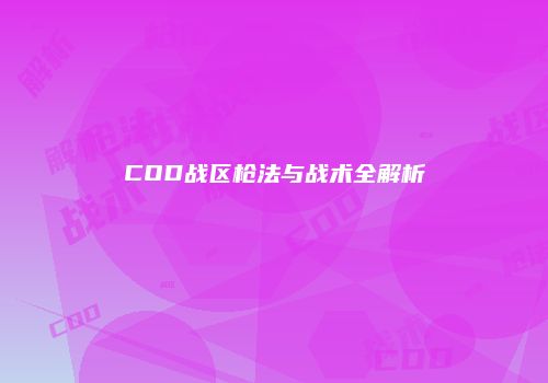 COD战区枪法与战术全解析