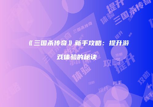 《三国杀传奇》新手攻略：提升游戏体验的秘诀