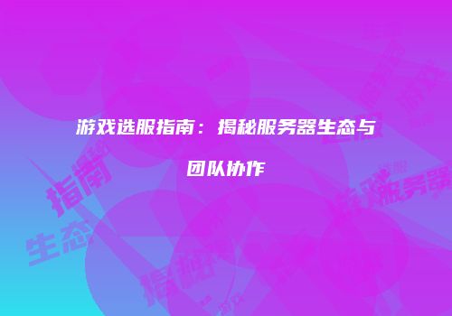 游戏选服指南：揭秘服务器生态与团队协作