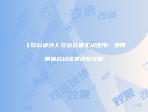 《攻城掠地》改造效果实战应用：如何根据战场需求调整策略