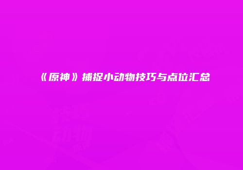 《原神》捕捉小动物技巧与点位汇总