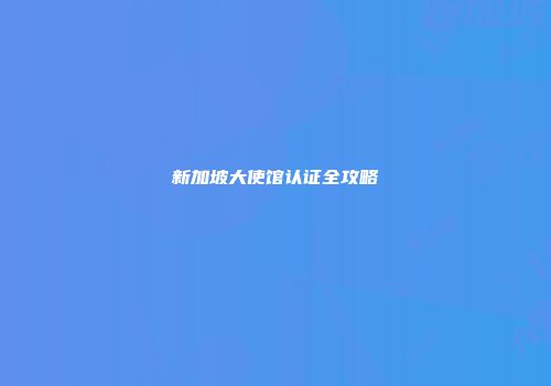 新加坡大使馆认证全攻略
