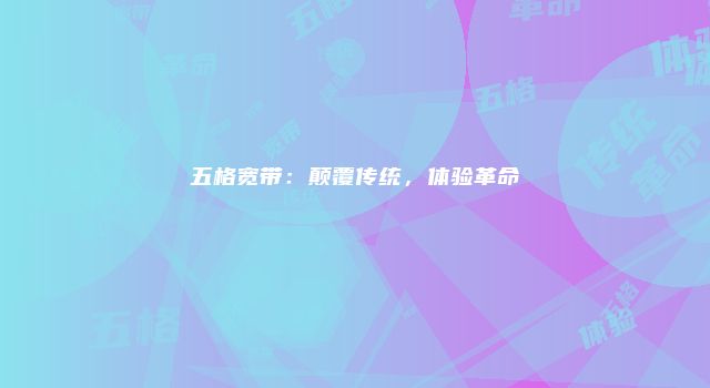 五格宽带：颠覆传统，体验革命