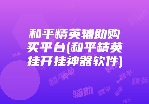 和平精英辅助购买平台(和平精英挂开挂神器软件)