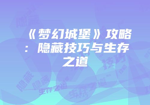 《梦幻城堡》攻略：隐藏技巧与生存之道