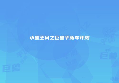 小霸王风之巨兽平衡车评测