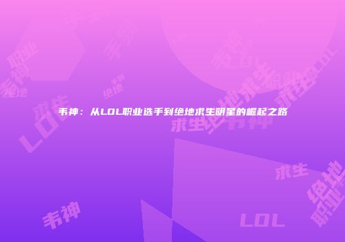 韦神：从LOL职业选手到绝地求生明星的崛起之路