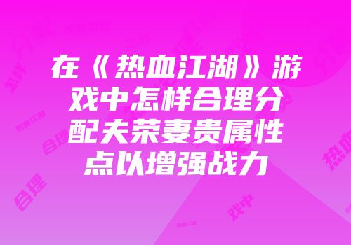 在《热血江湖》游戏中怎样合理分配夫荣妻贵属性点以增强战力
