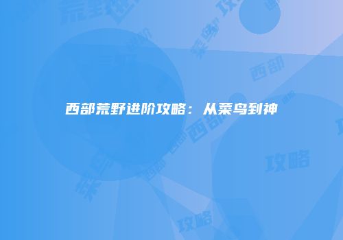 西部荒野进阶攻略：从菜鸟到神