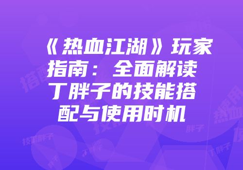 《热血江湖》玩家指南：全面解读丁胖子的技能搭配与使用时机