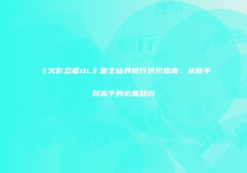《火影忍者OL》雷主仙界修行进阶指南：从新手到高手的必备知识