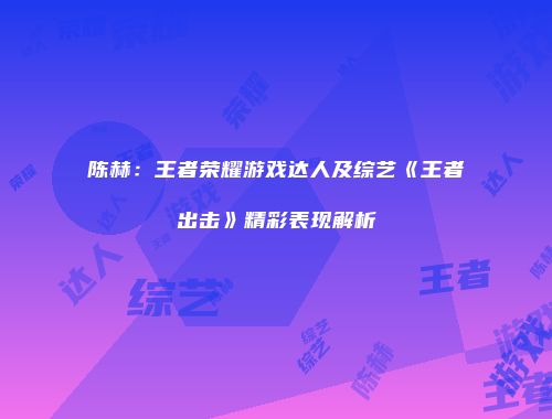 陈赫:王者荣耀游戏达人及综艺《王者出击》精彩表现解析