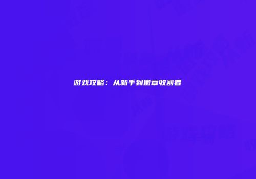 游戏攻略：从新手到徽章收割者