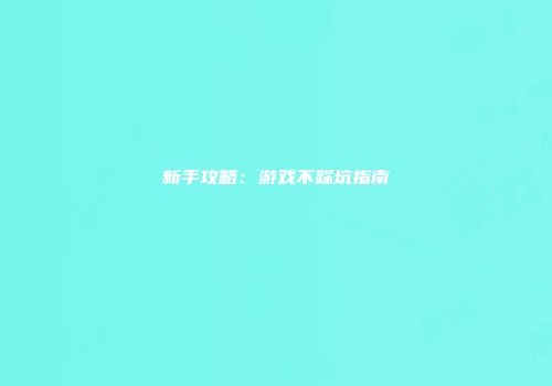 新手攻略：游戏不踩坑指南
