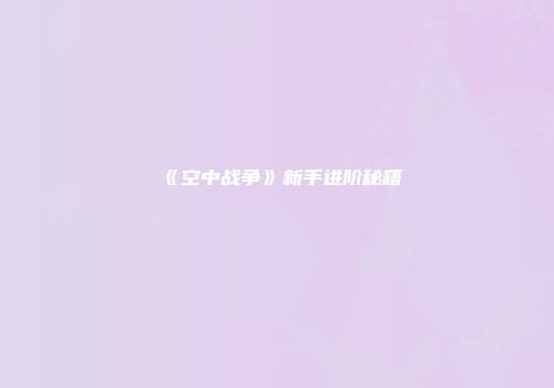 《空中战争》新手进阶秘籍