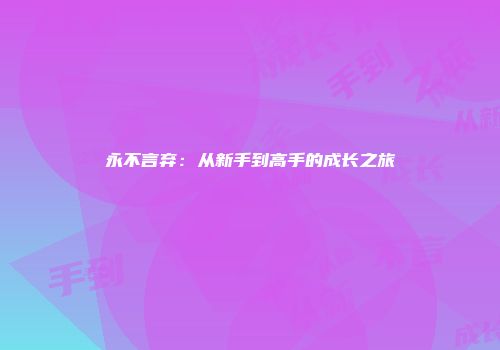 永不言弃:从新手到高手的成长之旅