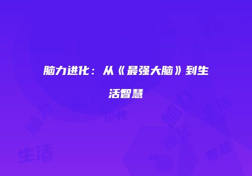 脑力进化:从《最强大脑》到生活智慧