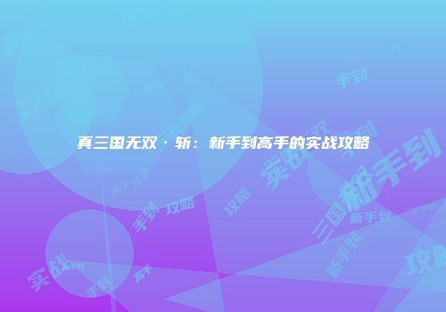 真三国无双·斩:新手到高手的实战攻略