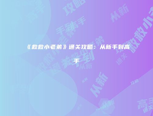 《救救小老弟》通关攻略:从新手到高手