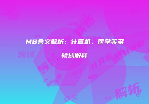 MB含义解析：计算机、医学等多领域解释