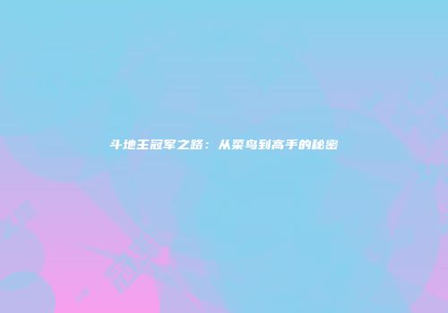 斗地主冠军之路：从菜鸟到高手的秘密
