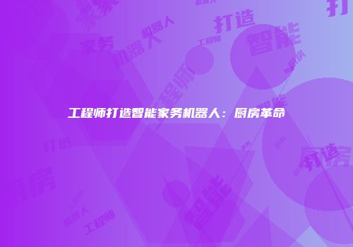 工程师打造智能家务机器人：厨房革命