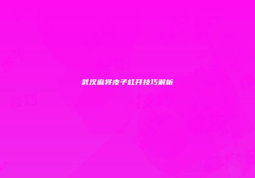 武汉麻将皮子杠开技巧解析