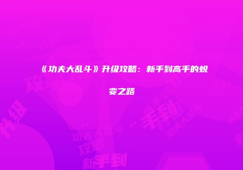 《功夫大乱斗》升级攻略:新手到高手的蜕变之路