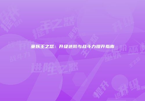 巫妖王之怒：升级进阶与战斗力提升指南