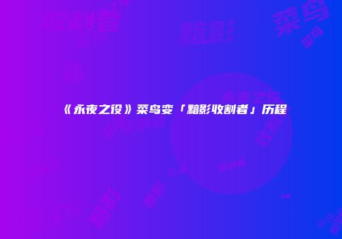 《永夜之役》菜鸟变「黯影收割者」历程