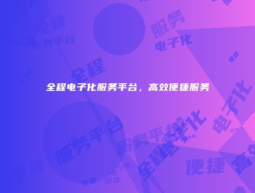 全程电子化服务平台，高效便捷服务