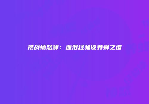 挑战愤怒蜂：血泪经验谈养蜂之道